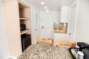 Fridge, microwave, coffee/tea maker
