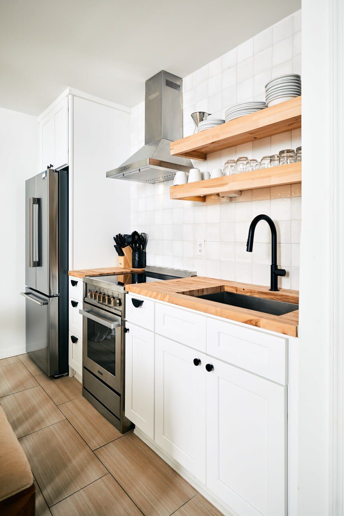 Fridge, stovetop, cookware/dishes/utensils