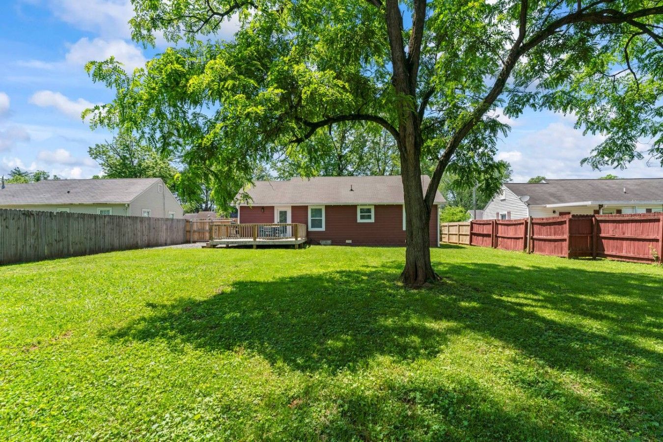 Fenced backyard and back deck