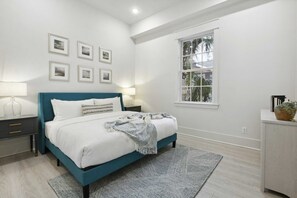 1 bedroom, desk, iron/ironing board, travel cot