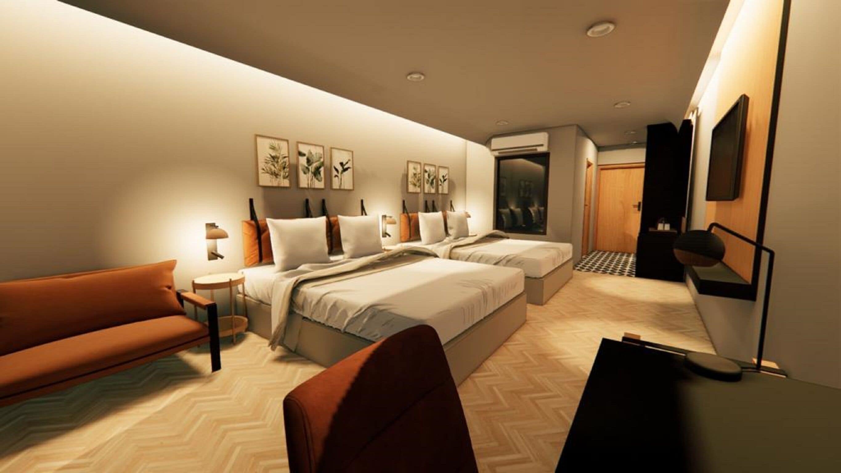 Sábanas de algodón egipcio, ropa de cama de alta calidad y minibar 