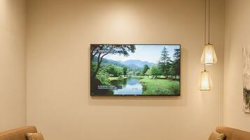 Suite Room With Private Pool | Living area | 43-inch Smart TV with digital channels