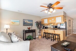 Living area - Pebble Beach B-204, Almost Oceanfront Condo in Emerald Isle, NC! (Emerald Isle)