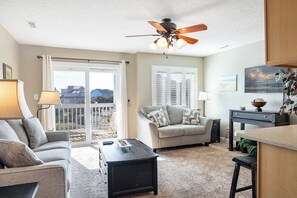 Living area - Pebble Beach B-204, Almost Oceanfront Condo in Emerald Isle, NC! (Emerald Isle)