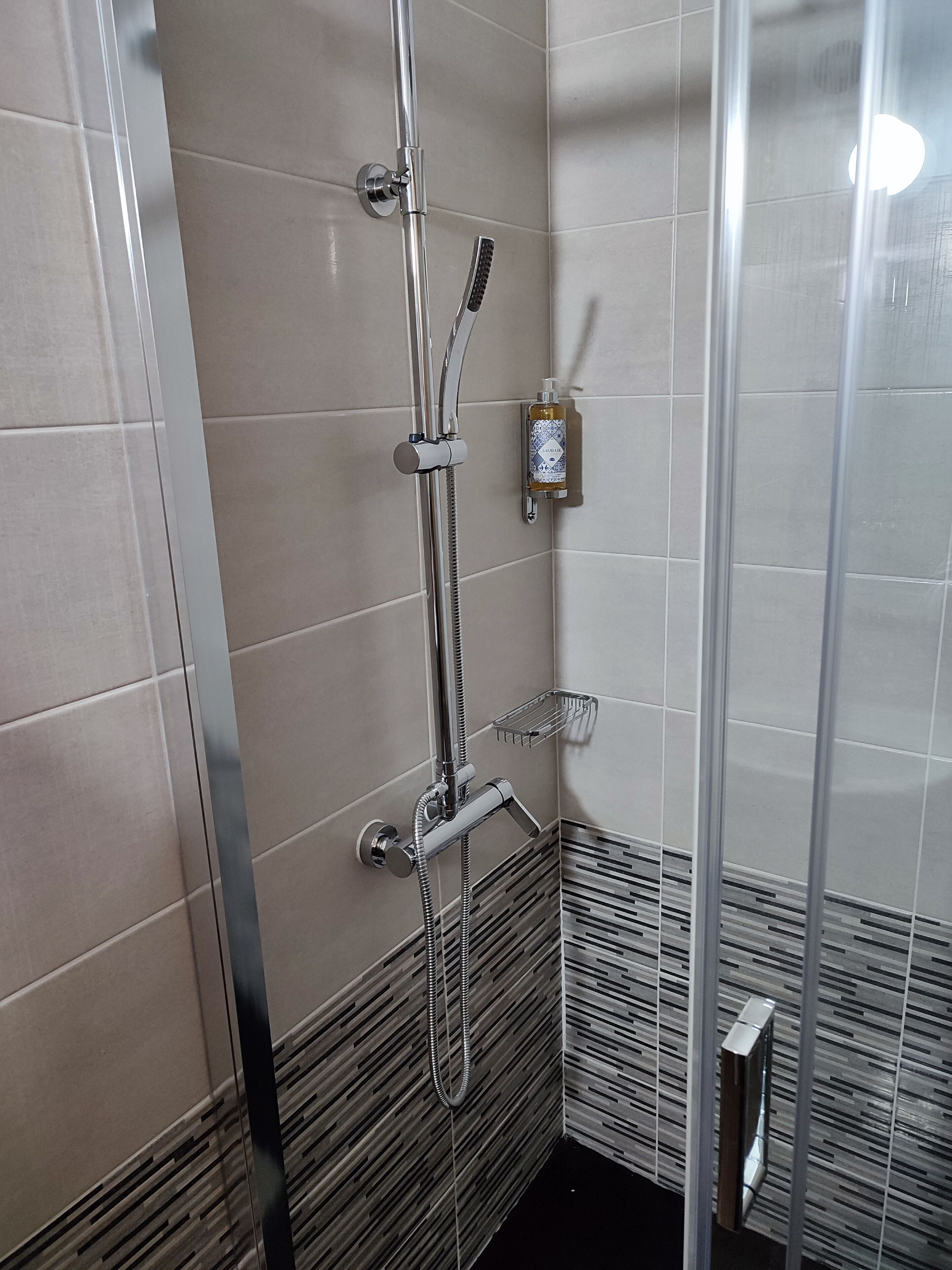 Towels, soap, shampoo, toilet paper