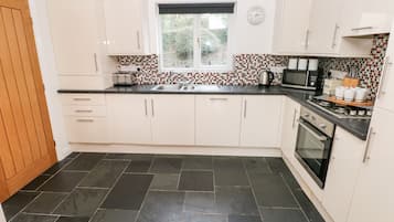 Fridge, dishwasher, electric kettle, toaster