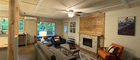 Smart TV, DVD player, books, music library