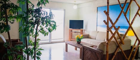 Căn hộ phong cách cổ điển | Khu phòng khách | TV 32-inch có truyền hình cáp