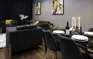 Royal Apartment, 2 Bedrooms, Non Smoking, Kitchen | Living area | Flat-screen TV