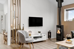 TV, fireplace