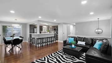 TV, fireplace, offices