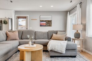 Smart TV, fireplace, table football