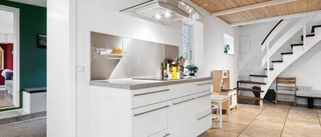 Fridge, oven, dishwasher, high chair