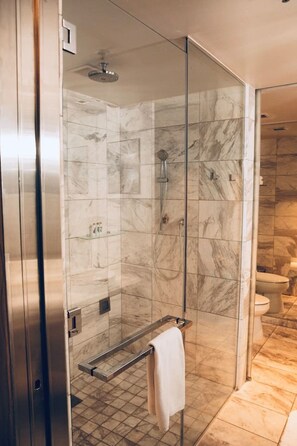 Shower, jetted tub, hair dryer