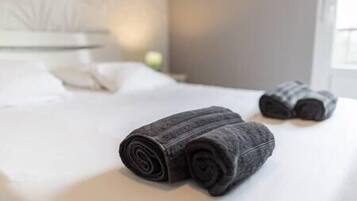 3 habitaciones, tabla de planchar con plancha, cuna de viaje y internet