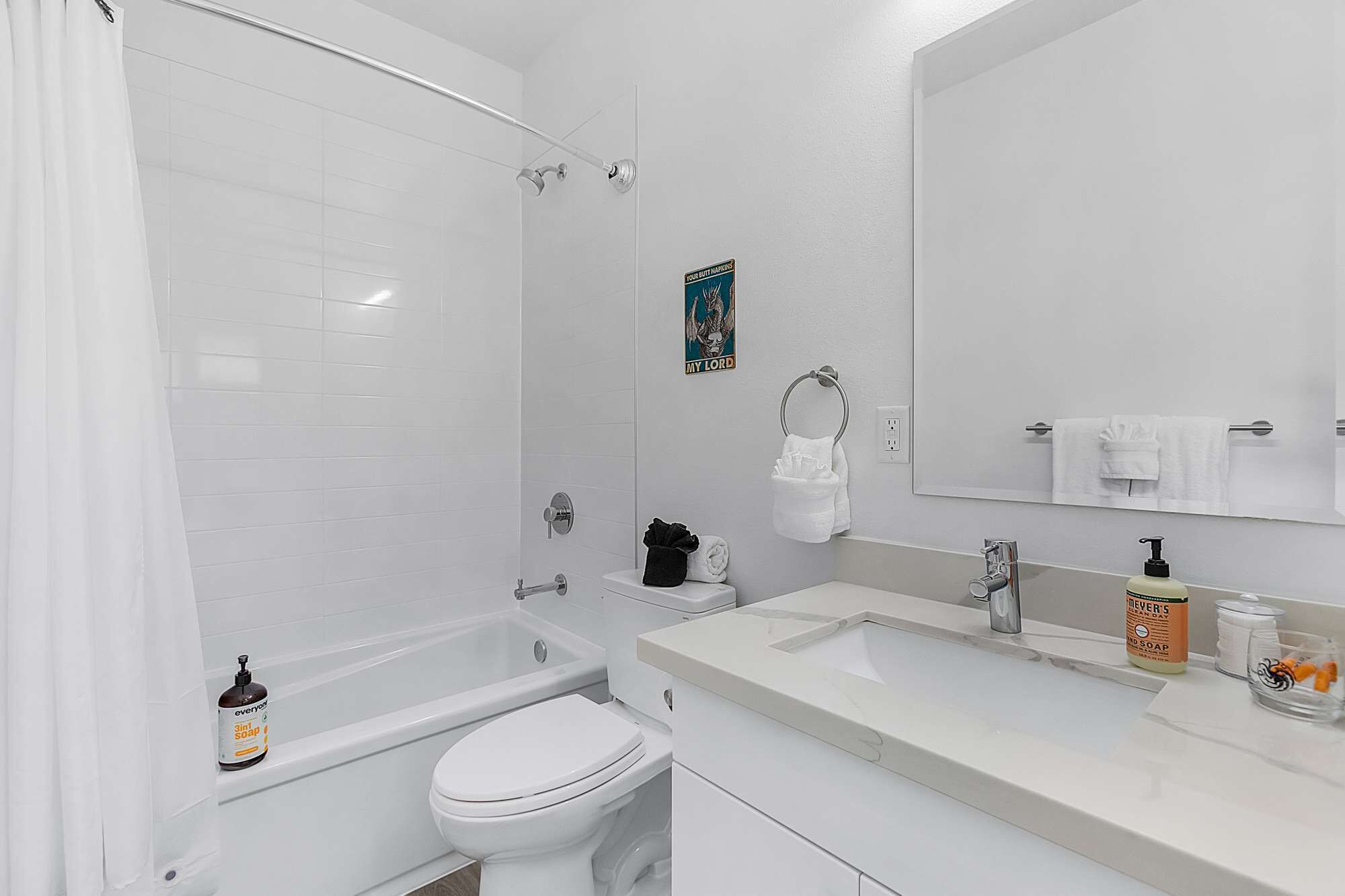 Hair dryer, towels