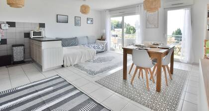 Spacious apartment with pool, balcony, parking and wifi in Publier