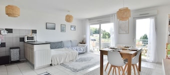 Spacious apartment with pool, balcony, parking and wifi in Publier