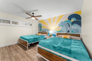 3 bedrooms, desk, iron/ironing board, travel cot