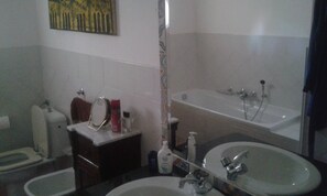 Regadera, secadora de cabello, bidet, toallas 