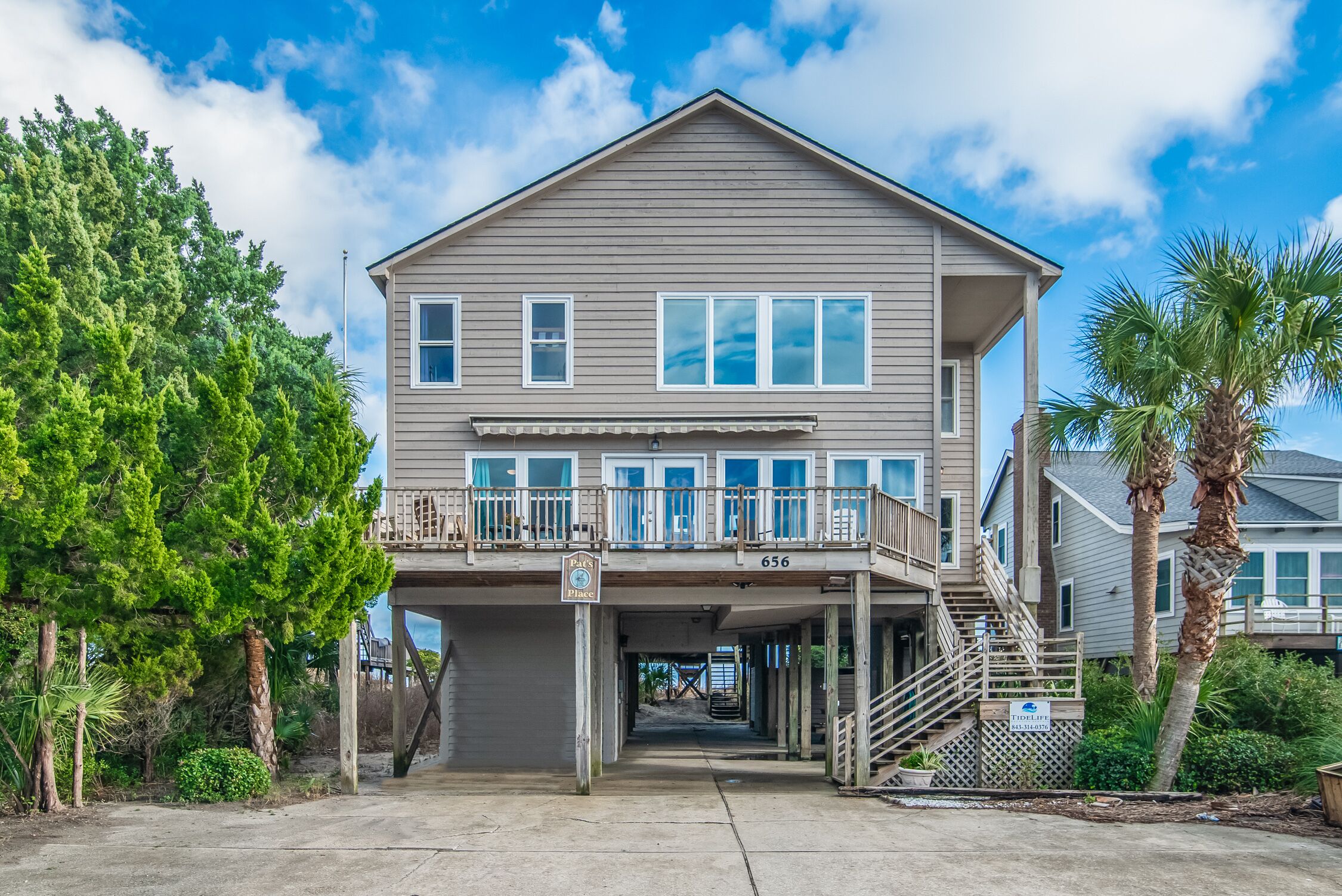Shari's Place Ocean front home on South end of Pawleys with elevator