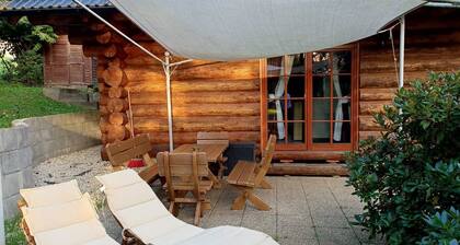 Beautiful wooden cabin by the river