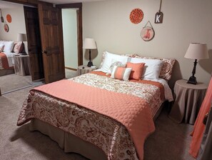 4 bedrooms, desk, iron/ironing board, travel cot