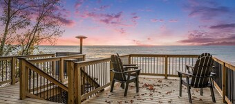 Lake Michigan Sunset Views from updated Macatawa home w/private beach access 