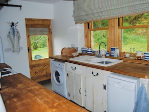 Dishwasher, high chair, cookware/dishes/utensils