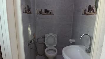 Shower, hydromassage showerhead, hair dryer, slippers