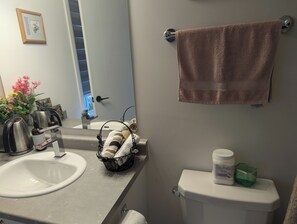 Haartrockner, Handtücher, Seife, Shampoo