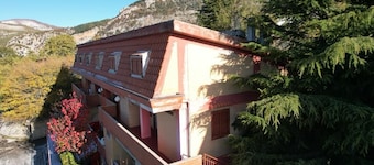 Mountain cabin at the foot of the big mountain in the village of Viggiano