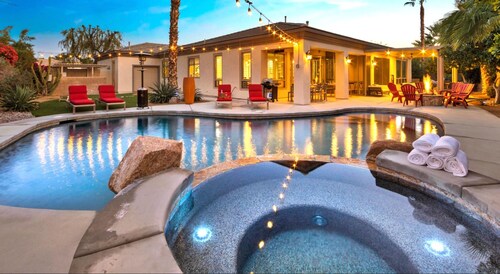 NEW! Walk to Festivals - All Inclusive Villa - Heated Pool/Spa/Gym/Golf/Games
