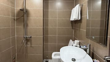 Hair dryer, slippers, bidet