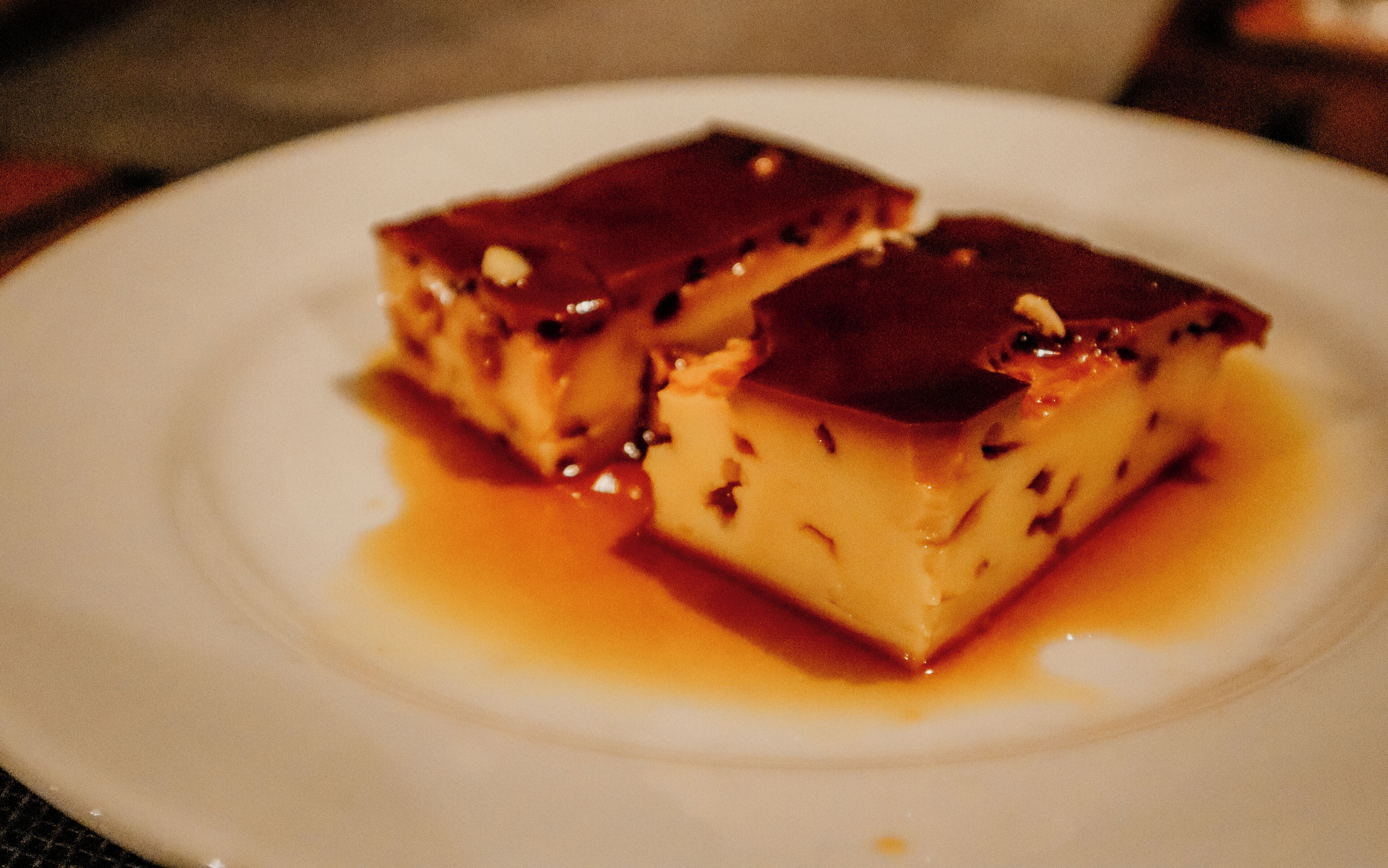 A dessert on a plate.