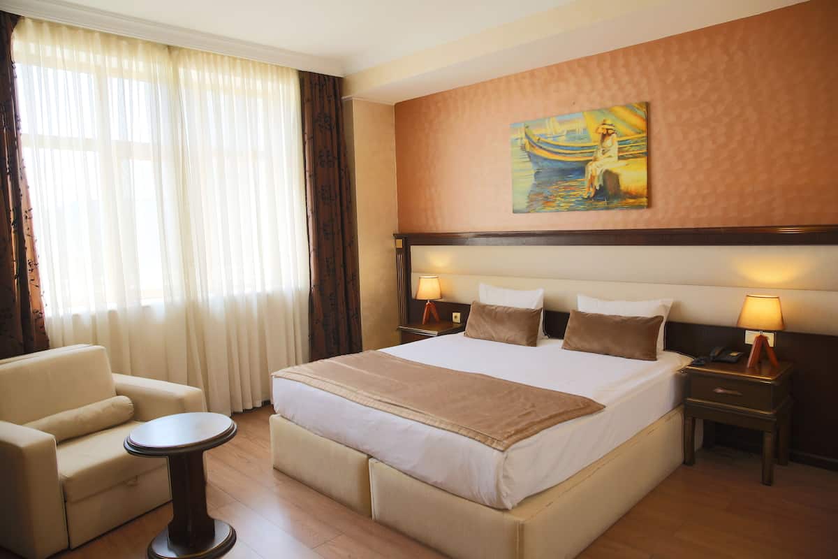 Deluxe kamer, 1 twee- of 2 eenpersoonsbedden | Luxe beddengoed, een minibar, een kluis op de kamer, een bureau