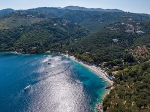 Aerial view - Agios Stefanos Bay - Villa Maria (Agios Stefanos Kassiopi)