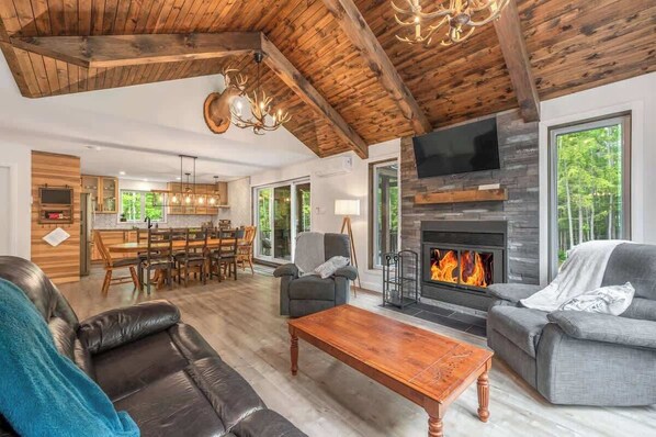 TV, fireplace