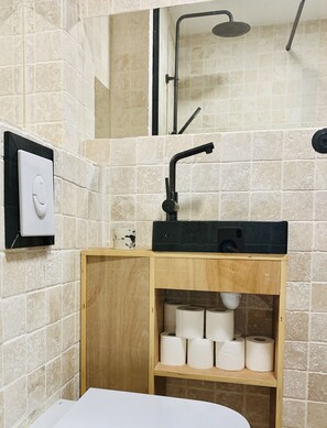 Shower, hair dryer, towels, soap - Appartement Lumineux et Convivial (Ahetze)