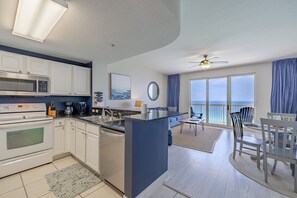 Fridge, microwave, oven, stovetop - Upscale Gulf-Front Escape at Calypso 1503W– Perfect for Couples & Families both! (Panama City Beach)