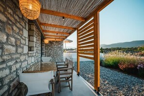 Deluxe Suite With Private Jacuzzi | Terrace/patio - Trinity Design Suites (Parga)