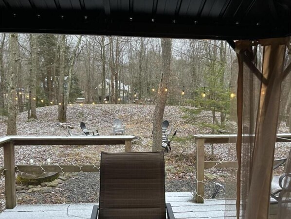 Terrace/patio - Cozy Secluded Pocono house in Locust Lake with Community Amenities! (Pocono lake)