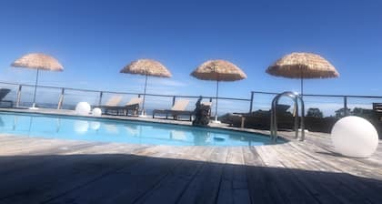 Chambres Dhôtes .vue sur la mer des Caraïbes. Grande Terrasse Piscine