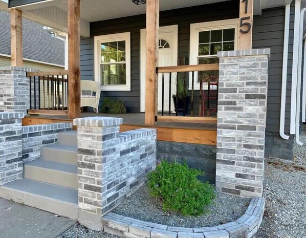 Exterior detail - Modern Bungalow at Riverfront Stadium (Wichita)