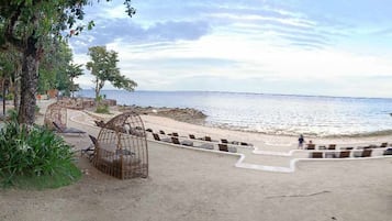 Private beach, white sand, beach shuttle