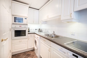 Apartamento City | Cocina privada | Frigorífico grande, microondas, horno y placa de cocina