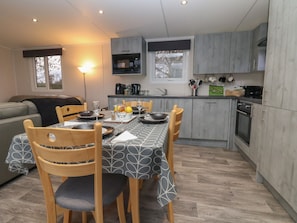 Fridge, dishwasher, electric kettle, toaster