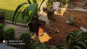 A house with a balcony, potted plants, and a garden area. -  Grace Guesthouse (Antananarivo)