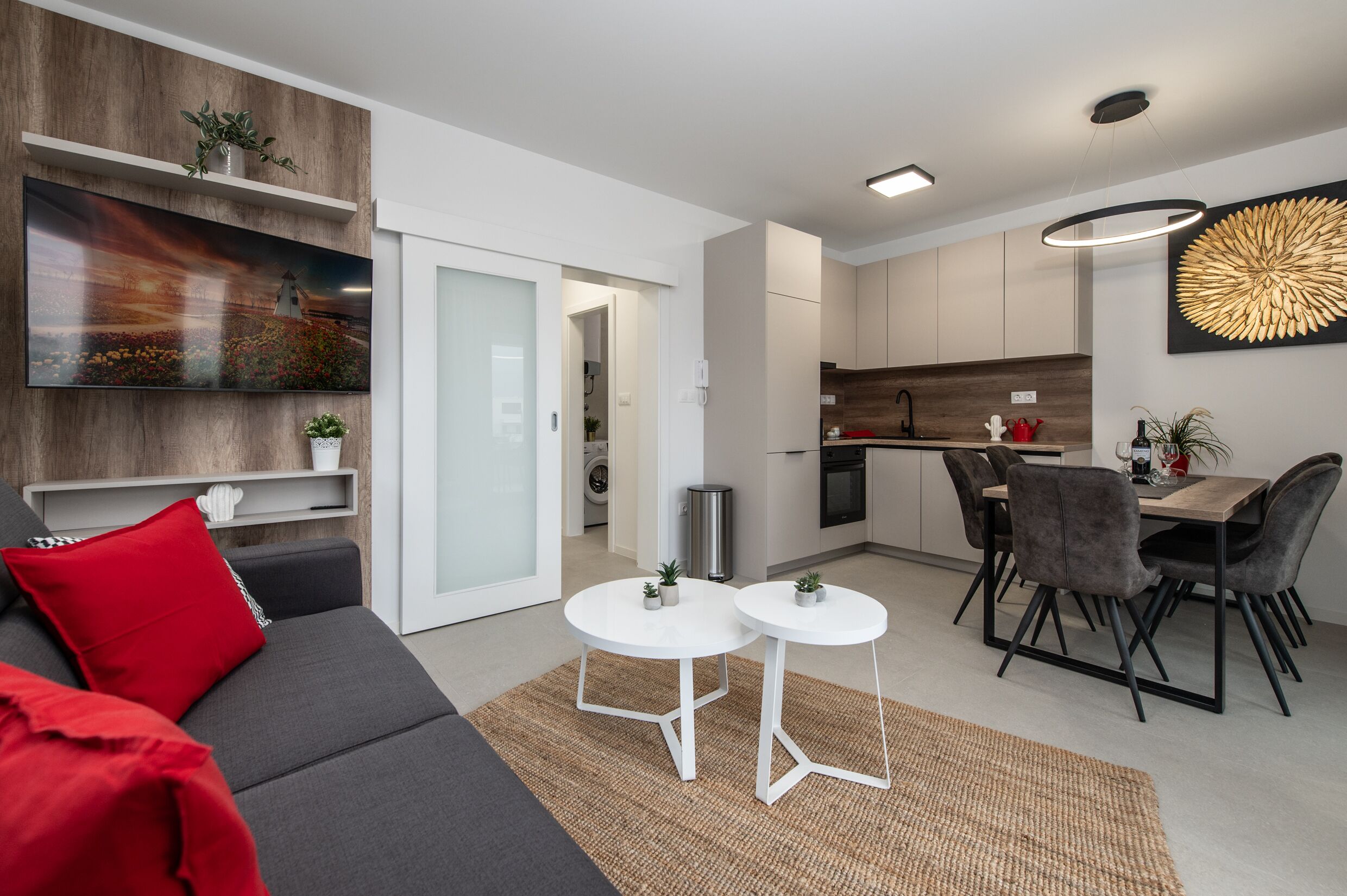 Deluxe Apartment, 2 Bedrooms, Pool Access | Living area | 55-inch Smart TV with satellite channels