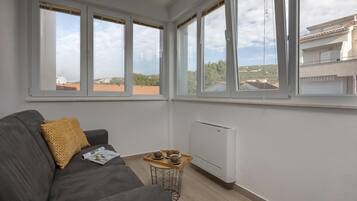 21-inch flat-screen TV with cable channels